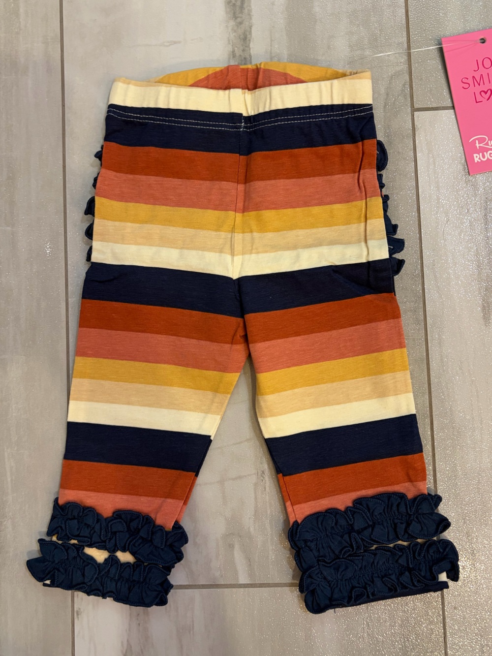 NWT RuffleButts Retro Colorful Desert Horizon Stripe Ruffle Leggings, girls 0-6M